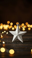 Star ornament with bokeh lights holiday decor