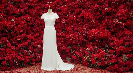 Wedding dress roses floral bridal display