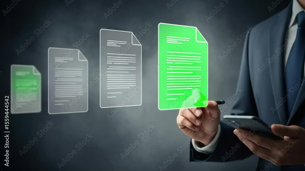 Poster a person signing a digital document with a stylus while holding a smartphone in their other hand