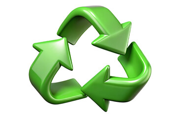 Obraz premium 3D Green Recycling Icon with Arrows - Environmental Symbol