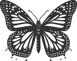 Vector cute insect silhouette of a monarch butterfly black drawing
