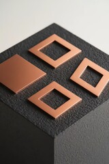 Fototapeta premium Artistic arrangement of geometric copper shapes on a textured dark surface