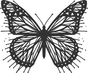 Vector cute insect silhouette of a monarch butterfly black drawing