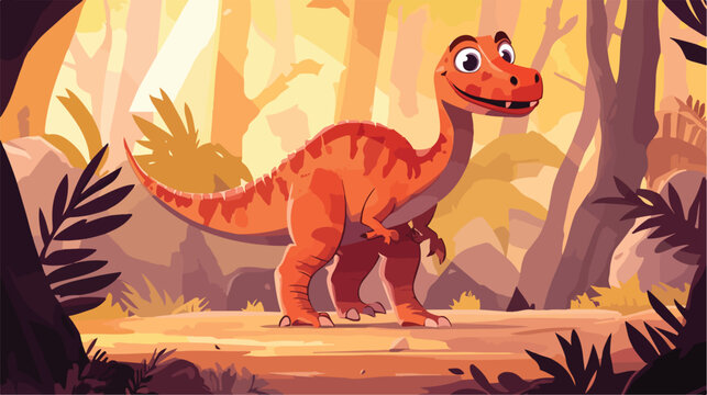 Colorful Parasaurus Dinosaur Cartoon Character Flat Vector Illustration
