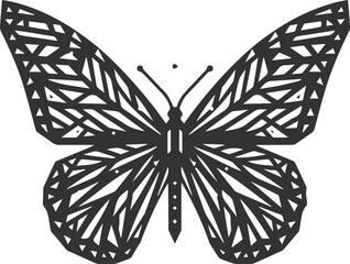 Vector cute insect silhouette of a monarch butterfly black drawing