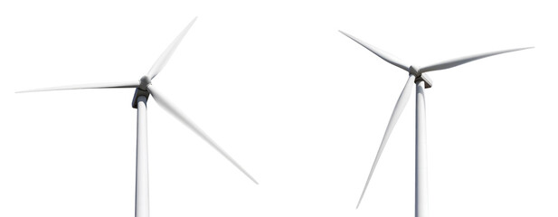 Set ofModern Wind Turbine with Rotating Blades, Isolated PNG