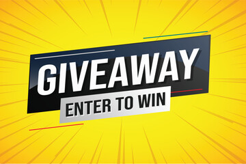 giveaway enter and win word vector illustration blue 3d style for social media landing page, template, ui, web, mobile app, poster, banner, flyer, background, gift card, coupon, label, wallpaper 