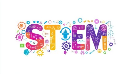 A colorful logo STEM Science, Technology, Engineering, and Mathematics icon