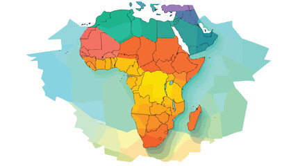 Detailed African Map with Flag Flat Vector Illustration