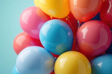 Cluster of vibrant balloons, close-up texture, decoration, element, party supplies