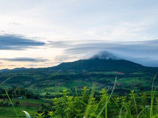 Amazing landscape fog mountain clouds scenery. Beautiful Mountain landscape foggy windy mountain...