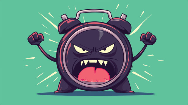 Cheerful Alarm Clock Head Cartoon Mascot Car with Low Battery Alert