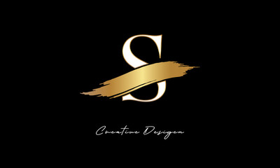 S Monogram Logo – Luxury Gold Letter mark with Elegant Brush Stroke for Fashion, Boutique & Premium Branding 