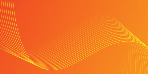 Abstract glowing wave lines on orange background. Dynamic wave pattern
