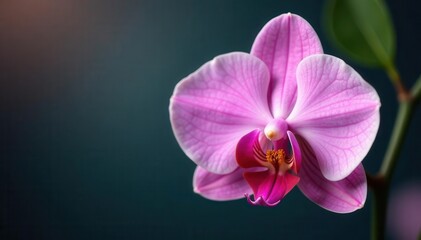 Fototapeta premium Delicate orchid flower, showcasing veining and color variations , closeup, nature photography, beauty
