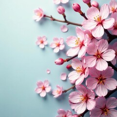 Delicate pastel pink blossoms, intricate floral pattern, home decor, botanical, delicate