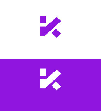 Abstract Purple Checkmark K Logo Design White Background, Variations