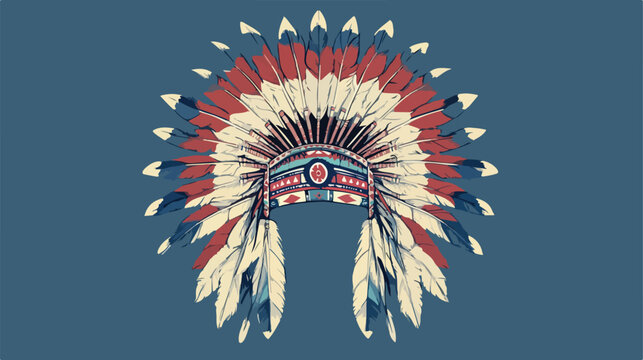 Native American Indian Headdress Flat Vector Illustration