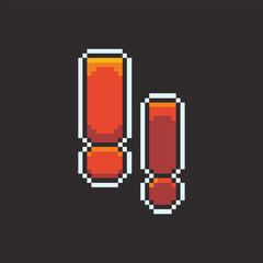 this is exclamation mark icon in pixel art with colorful color and black background this item good for presentations,stickers, icons, t shirt design,game asset,logo and your project.
