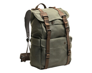 Naklejka premium Stylish Green Backpack with Leather Straps and Practical Design