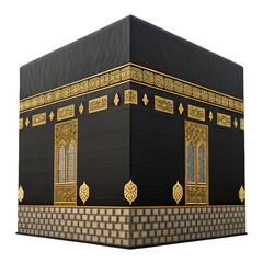 Kaaba illustration with decorative details neatly shown isolated on a transparent background for Hajj art