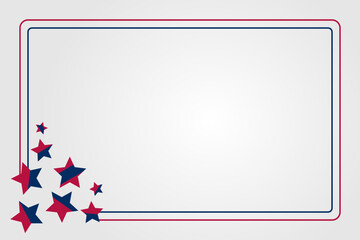 American holiday background in blue, white, red with star icons. Free copyspace area design