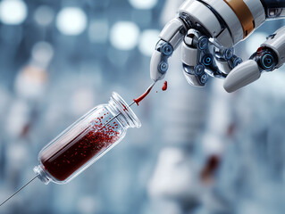 Apheresis blood medical. Plasma transfusion. Donation cell health. Circulation medical. Robotic arm aiding needle insertion process