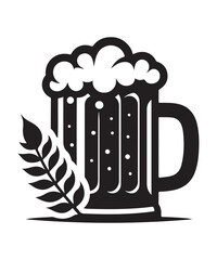 Beer mug of beer silhouette vector Illustration isolated on white background.