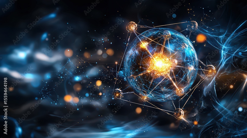 Leinwandbilder Exploring interactive quantum computing virtual space digital art sci-fi environment futuristic viewpoint