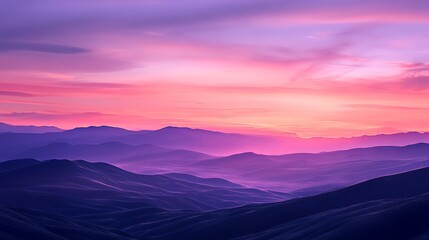 Obraz premium Pink And Purple Desert Hills Sunset Landscape
