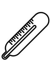 Icon of a medical thermometer measuring temperature.
Simple drawing of a classic glass temperature gauge.
Vector illustration of a device for checking body heat.

