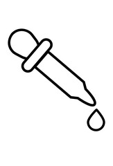 Dropper with falling liquid drop. 
Pipette dispensing a single droplet. 
 Liquid dispenser icon, one drop. 
