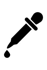 Dropper with liquid drop. Precision tool for fluids. Liquid dispensing instrument.