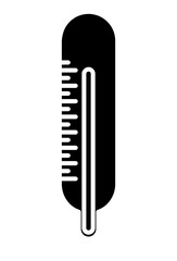 Thermometer icon for precise temperature measurement.
Simple temperature gauge symbol, indicating heat or cold.
Black and white illustration of a medical or weather thermometer.
