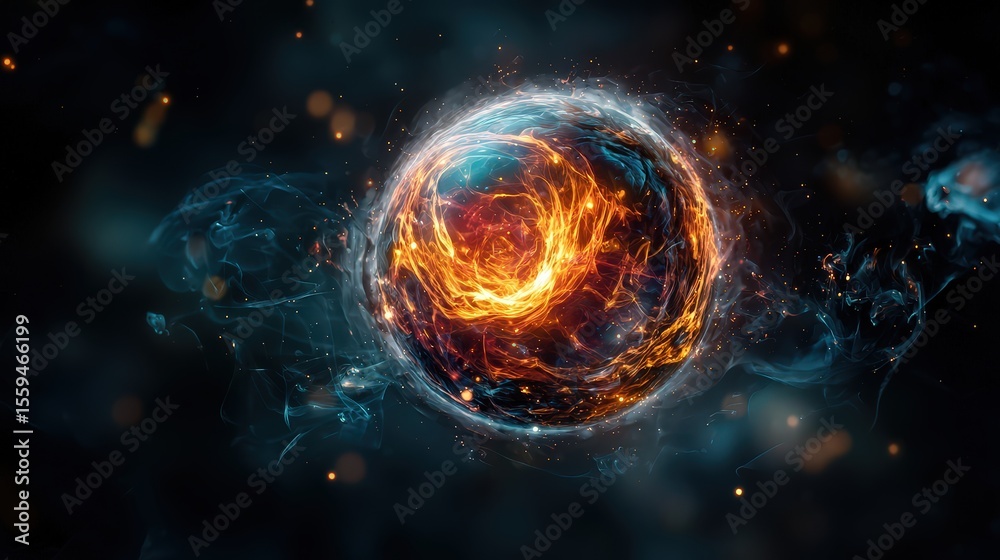 Poster Pulsating emotion sphere in space cosmic art digital visualization dramatic atmosphere aesthetic concepts