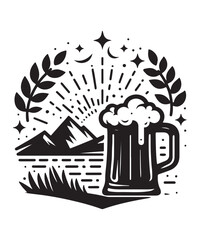 Beer mug of beer silhouette vector Illustration isolated on white background.