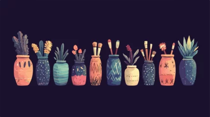 Crédence de cuisine  Colorful Art Brushes in Jar Flat Vector Illustration  © Morris