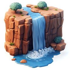 waterfall mountain 3d element