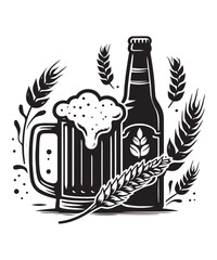 Beer mug of beer silhouette vector Illustration isolated on white background.