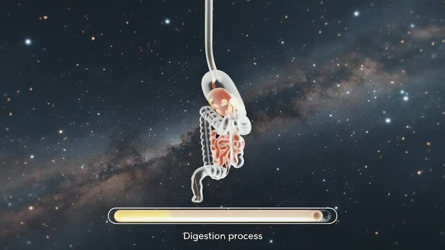 Human digestive system 3 d animated model digestion process