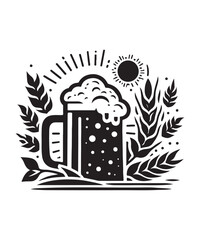 Beer mug of beer silhouette vector Illustration isolated on white background.