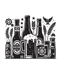 Beer mug of beer silhouette vector Illustration isolated on white background.