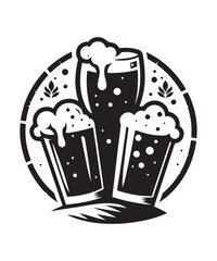 Beer mug of beer silhouette vector Illustration isolated on white background.