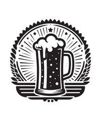 Beer mug of beer silhouette vector Illustration isolated on white background.