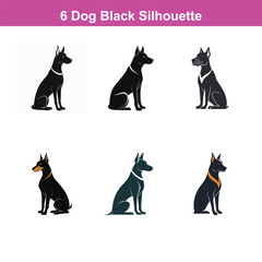 A black dog vector silhouette,Dog Breeds Silhouette Set,Dogs Icon Set