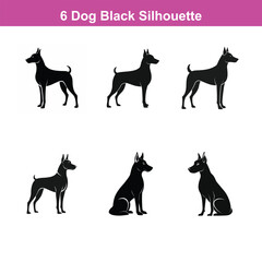 A black dog vector silhouette,Dog Breeds Silhouette Set,Dogs Icon Set