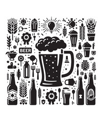 Beer mug of beer silhouette vector Illustration isolated on white background.
