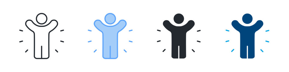 Confidence Icon Set Multiple Style. Designed In Outline, Blue, Glyph, Dual Tone