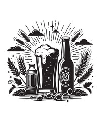 Beer mug of beer silhouette vector Illustration isolated on white background.