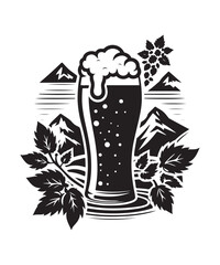 Beer mug of beer silhouette vector Illustration isolated on white background.